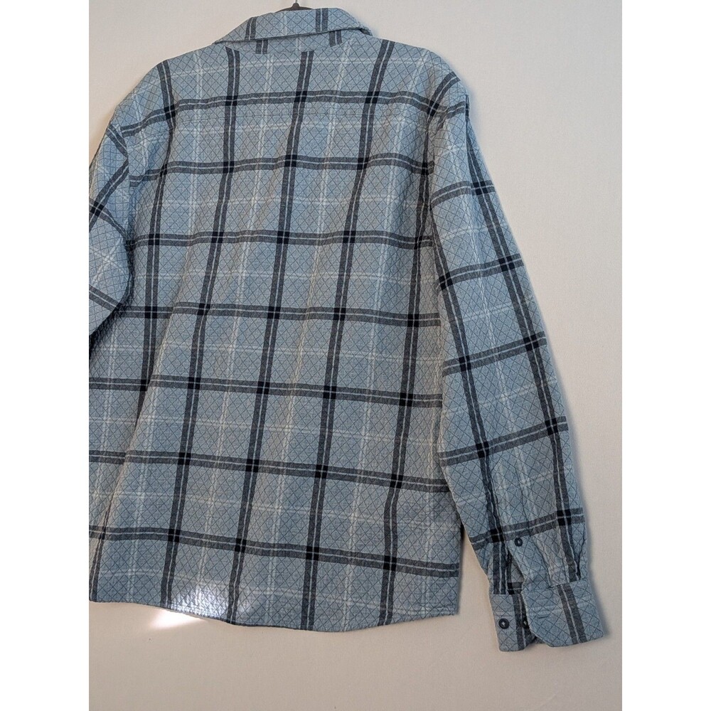 Southern Tide Mens XL Quilted Button Down Plaid Shirt Long Gray Blue Warm Casual - Picture 9 of 14